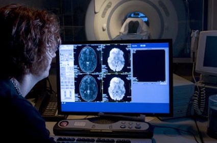 Patient in MRI during experiment